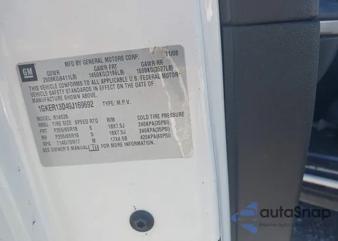 2009 GMC Acadia Sle-1 z USA, uszkodzony, nr VIN 1GKER13D49J169692